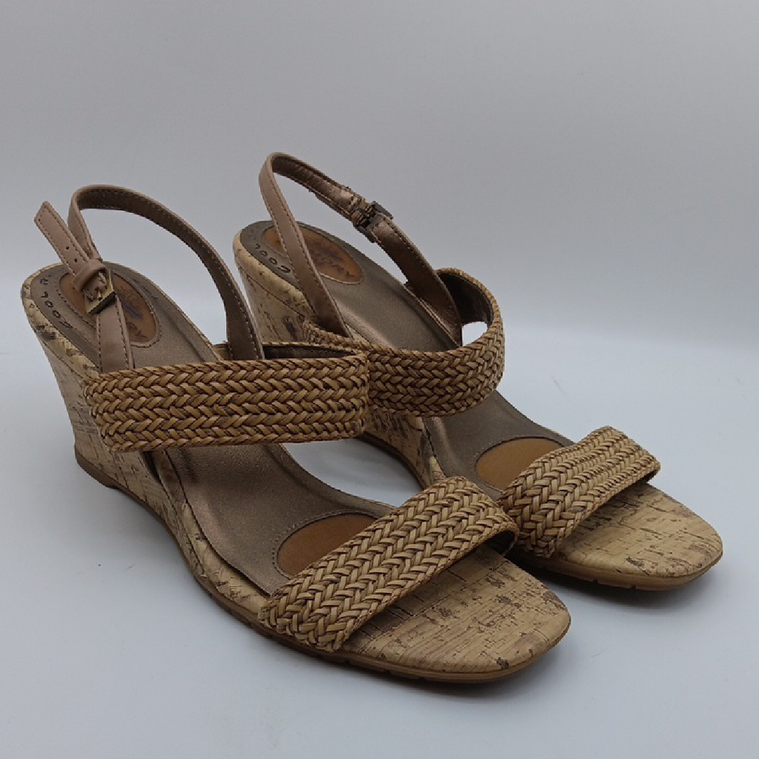 Braided Tan Wedge Sandals